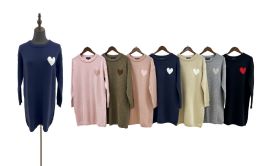 12 Bulk Knitted Cashmere Dress Heart Design Color Size S/m
