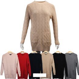 12 Bulk Knitted Cashmere Long Dress Pocket Design L/xl