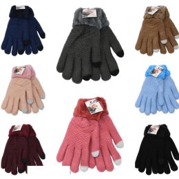 12 Bulk Women's Winter Gloves Fleece And Fur Lining