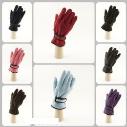 12 Bulk Women's Fleece Gloves Adjustable Strap