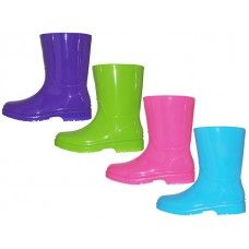 24 Bulk Children's Water Proof Soft Plain Rubber Rain Boots