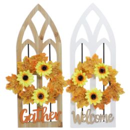 6 Bulk Harvest Cathedral Arch Window Wall Decor W/wreath & Greeting 21.7h X 7.9 In W