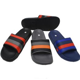 48 Bulk Men's Slipper Summer Stripes Design