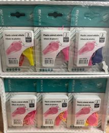72 Bulk Plastic Whistle Lanyard Necklace