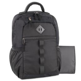 12 Bulk Baby Essentials Diaper Bag Backpack W Changing Pad - Black
