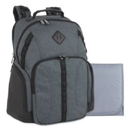 12 Bulk Baby Essentials Two Tone Diaper Bag Backpack W Changing Pad - Grey