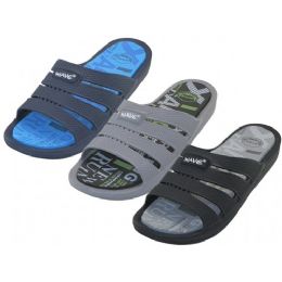 36 Bulk Men's Wave Rubber Shower Slides Sandals
