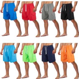 72 Bulk Mens Solid Color Cargo Bathing Suit