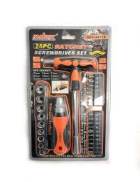 24 Bulk Ratchet Screwdriver Set 28 Piece With 3mm - 13mm Ratchet Socket