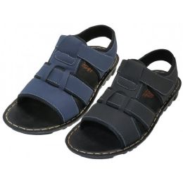18 Bulk Men's P.u. Leather  Touch Closure Sandals