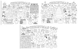 36 Bulk Christmas Color Your Own Placemat 6pk/3 Designs Shrink Wrap Card