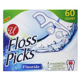 48 Bulk Dental Floss Picks Fluoride 60 Piece Pack