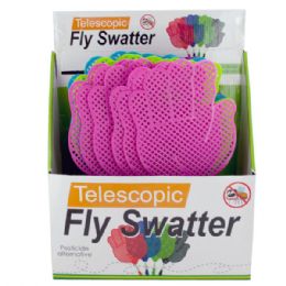 24 Bulk Giant Hand Shape Telescopic Fly Swatter Countertop Display