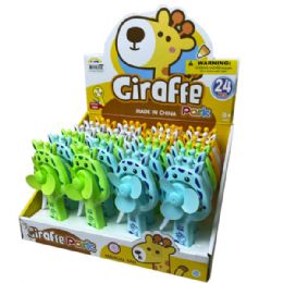 24 Bulk Giraffe Hand Action Fan