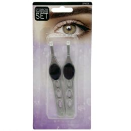 48 Bulk 2 Pack Beauty Eyebrow Tweezers With Textured Grip