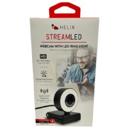 6 Bulk Helix Streamled Web Cam With Led Ring Light & Digital Mic