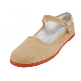 36 Bulk Women's Nude Cotton Upper Classic Mary Jane Shoes