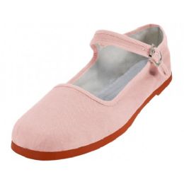 36 Bulk Women's Pink Cotton Upper Classic Mary Jane Shoes