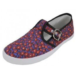 26 Bulk Women's Printed T-Strap Canvas Shoe Mini Meadow