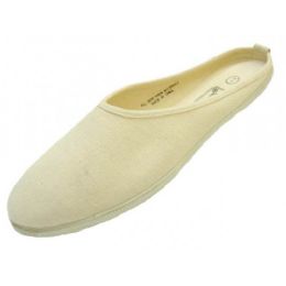 36 Bulk Women's Beige Mule Slip-On Canvas Shoes