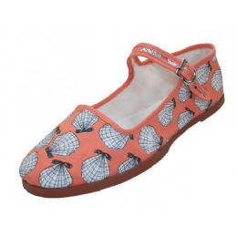 27 Bulk Women's Cotton Upper Mary Janes shoe White Shell On Pink