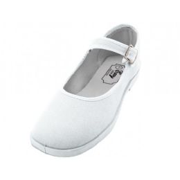 36 Bulk Women's White 8-11 Comfortable Cotton Upper Mary Janes Shoe