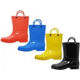 24 Bulk Chiildren's Soft Plain Rubber Rain Boots In Assorted Colors