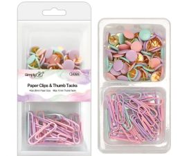 288 Bulk Macaroon Paper Clips Thumb Tacks Assorted Colors