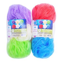48 Bulk 3 Pack Colored Mesh Sponge In Net Bag