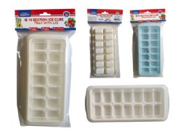 48 Bulk ICE CUBE TRAY with LID WHITE BLUE Color