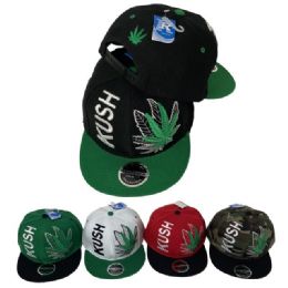 24 Bulk Kush Leaf With Shadow Snap Back Flat Bill Hat