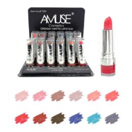 48 Bulk Amuse Cosmetics Vibrant Creamy Matte Lipsticks In Assorted & Colors Countertop Display