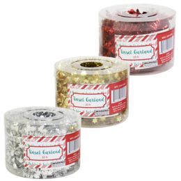 24 Bulk Tinsel Garland 20ft Red/gold/silver In Pvc Box Use For Wrap Or Mini Tree