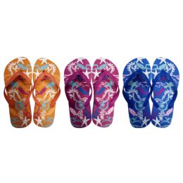 72 Bulk Girls Flip Flops 3 Assorted