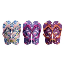 72 Bulk Girls Flip Flops 3 Assorted