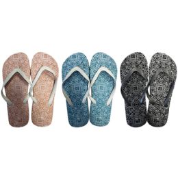 72 Bulk Ladies Flip Flops 3 Assorted
