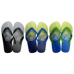 72 Bulk Men Flip Flops 3 Assorted