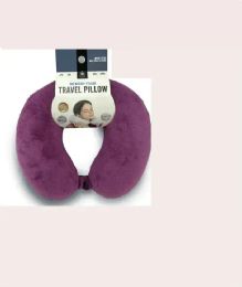 24 Bulk Purple Travel Neck Pillow And Eye Mask Set