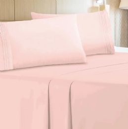 6 Bulk The Luxe 4 Piece Microfiber Pink Bed Sheet Set Queen Size