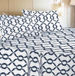 6 Bulk Brooke 6 Piece Microfiber Bed Sheet Set Full Size In Blue