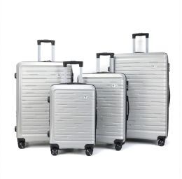 Bulk Leluxe Travel 4 Piece Luggage Set With Spinner Wheels Abs Hardshell Luggage Carry On Suitcase, Lightweight 20" 24" 28" 32" - Silver