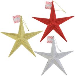 18 Bulk Star Ornament 11in Sturdy Indoor/outdoor Use 3ast Glitter Gold/silver/red Pb Wraplabel