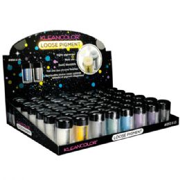 96 Bulk Kleancolor Loose Pigment Eyeshadow In Assorted Colors In Display