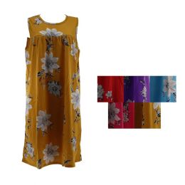 48 Bulk Womens Floral Sleeveless Night Dress Asst M - 2xl