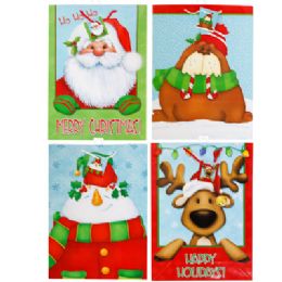48 Bulk Gift Bag Xl Christmas 4 Assorted 13 X 18 X 5 Character Face