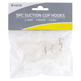 36 Bulk Suction Cup Hooks 9ct Clear 2lg/3med/4sm