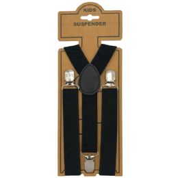 12 Bulk Black Kid Suspenders