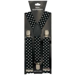 12 Bulk Black&white Polka Dots Kid Suspender