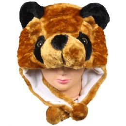 12 Bulk Grizzly Bear Hat - Animal Plush Hat