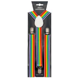 12 Bulk Rainbow Striped Suspender